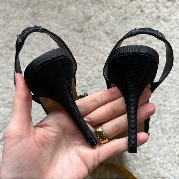 Carmen Marc Valvo Luxe Black "Teri" Mesh Sling Back Pointed Toe Pumps Size 8.5 - Picture 7 of 10